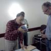 Gordon gets ready to sign his book for Dave Staniforth