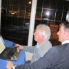 Nigel Lomas tries out the computer maze puzzle - with paul looking on - looking suitably puzzled. 