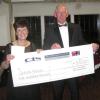 Nigel presents a cheque for £500 to Sue from Derian House.