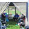 On Sunday the gazebo provided shelter from the showers which were only light and brief.