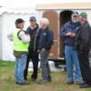 John Dickenson ( left) talks to Graeme Forrester -( MGOC NW regional secretary) and Cam in the arena while  Noel Skinner chats with an exhibitor - photo - Matt Agelink