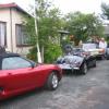 Andy's MGF parked behand Cam's MGA in the yard.
