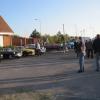 Cars lined up outside 