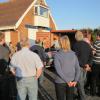Everyone gathered to see the small Inshore rescue boat - this is used as a back up .
