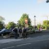 Some of the club members gathered near the entrance to make the most of the sunshine. 