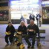 Jack, Mandy and Jamie with Ted the dog enjoy their supper al fresco.